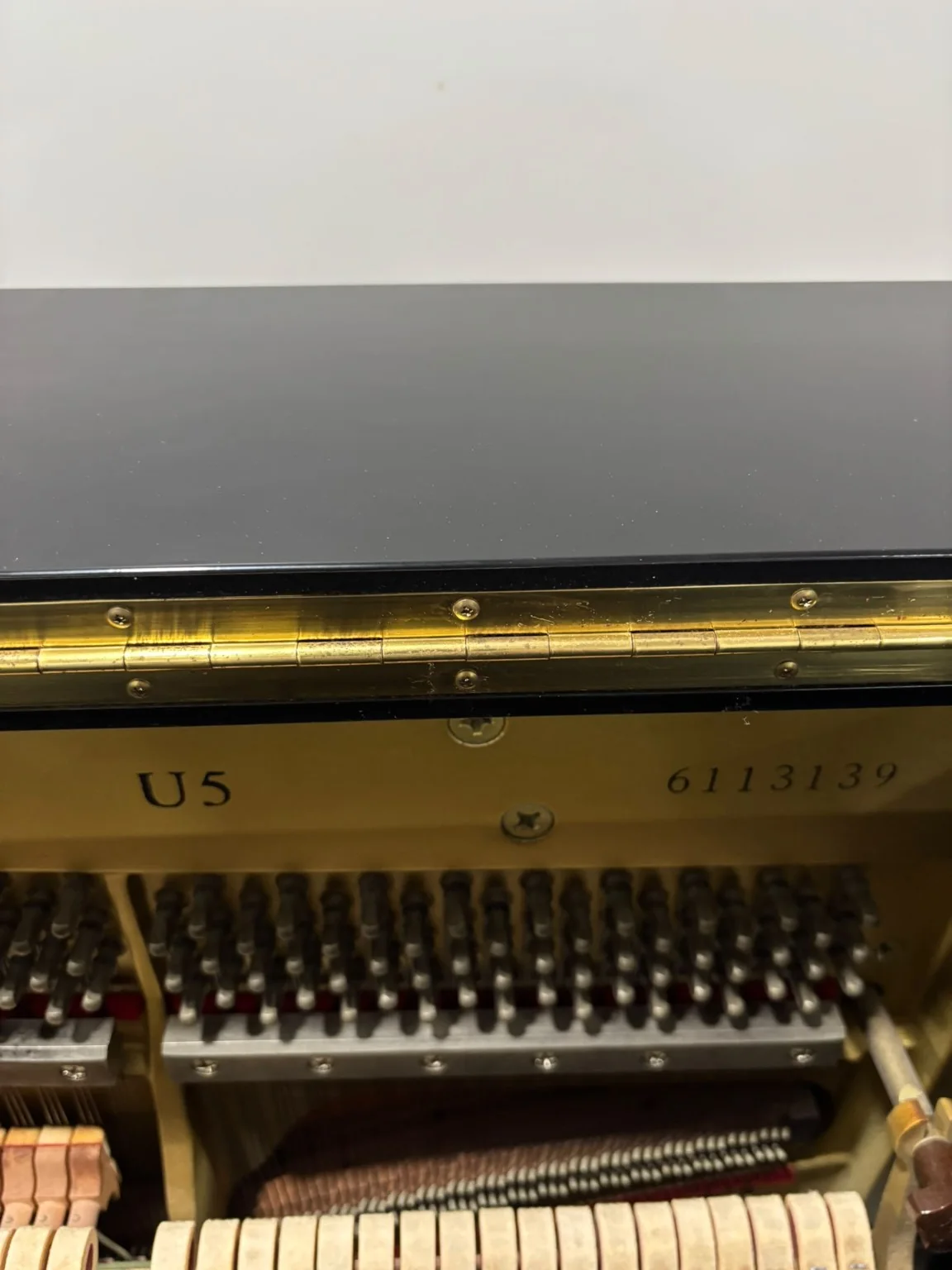 Yamaha U5 model and serial number 6113139 inside the piano