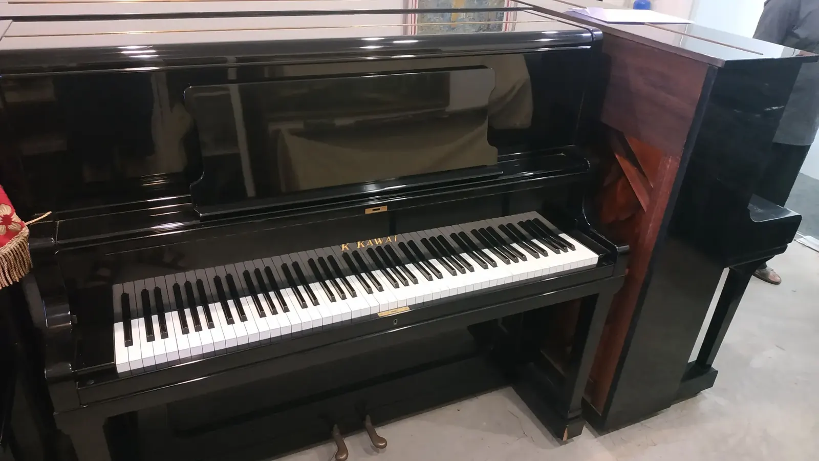 Kawai K-48 upright piano in polished ebony at Zadok Music Shoppe Singapore