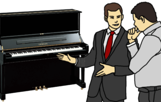 Piano Salesman selling piano